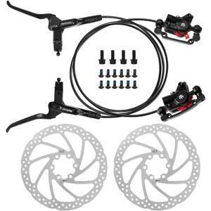 2-Pistons MTB Disc Brake Set Hydraulic Disc Brake Kit Left Rear Right Front with 160mm Rotors Aluminum Alloy Hydraulic Brake Fit for Mountain Bike E-Bike Fat Bike (Black)