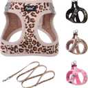 PUPTECK Dog Harness and Leash Set for Small Medium Dogs No Pull Step-in Soft Mesh Puppy Cat Vest Harnesses Reflective at Night, Brown Leopard Print, S (S(CHEST 14.5"-16", 6.6-14 lbs))