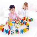 Hape Dynamo Wooden Domino Set Award Winning Domino Racing Building Block Set for Kids, 107 Solid Pieces of Fun Filled Racing, Building and Stacking