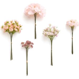 Ling's moment Artificial Greenery Stems Box Set, Faux Greenery Picks for DIY Bridal Bouquets Wedding Floral Arrangement Table Centerpieces, Blush & Powder Blue