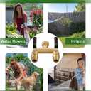 Hose Splitter 2 Way Heavy Duty, Full Flow Garden Hose Splitter with 2 Long Metal Handles, Brass Rust and Freeze Resistant Water Hose Bib Splitter, T Adapter Connector with 3/4 - Inch GHT ThreadBlack