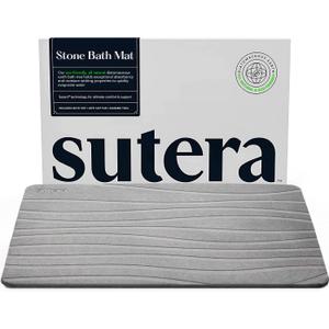 SUTERA Diatomaceous Stone Bathmat | Ultra-Absorbent, Quick-Drying Bath Mat | Slip-Resistant Surface for Safer Bathrooms | Charcoal Grey Finish | 23.5" x 15" (1 Pack)