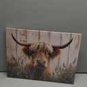 Highland Cow Wall Art Farmhouse Longhorn Animal Picture Canvas for Bathroom Kitchen Western Nature Painting Country Cute Cattle Prints Vintage Cowboy Poster Artwork Living Room Home Decoration 12x16"
