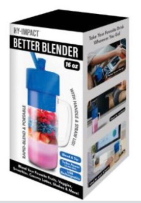 Hy-Impact Better Blender 16 Oz Cordless USB Rechargeable Turbo Power.