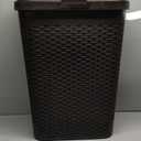 Mind Reader Slim Laundry Hamper with Lid, 40L Clothes Basket, Premium Wicker Design, Plastic, Set of 2, Black
