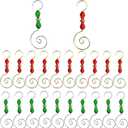 20 Pcs Christmas Ornament Hooks Iron Jewelry Hooks with Christmas Tree Ornament Hanger Decorative for Home Tree Decor(Red, Green)