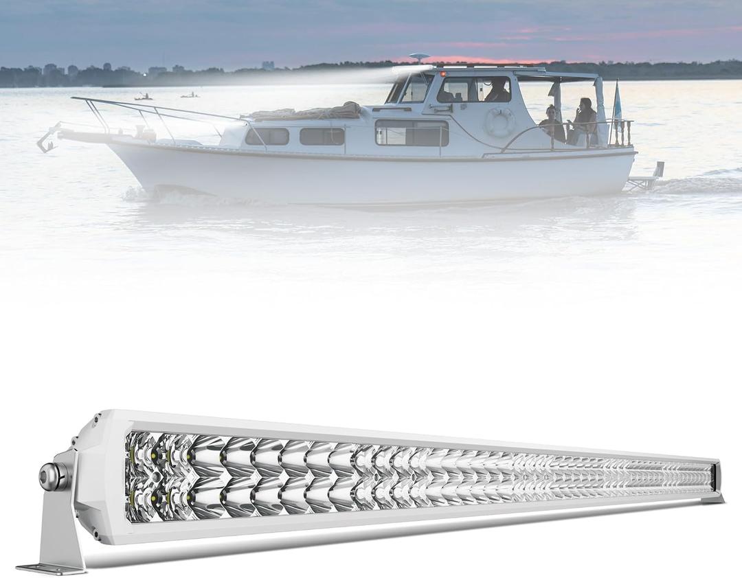 4WDKING 52 Inch LED Light bar, IP68&IP69K Waterproof Led Boat Light, White Dual Row Flood and Spot Combo Beam Off-Road Lights for Pickup 4x4 Truck ATV UTV Boat