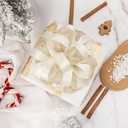Ribbli Ivoy Wired Ribbon Ivory Satin with Champagne Gold Glitter Mesh 2.5 Inch Christmas Ribbon for Tree Gift Wrapping Wreaths Garland Topper Bows Crafts Home Decor -10 Yards