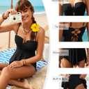 XUNYU One Piece Swimsuits for Women Bandeau Strapless Bathing Suits Tummy Control Modest Swim Dress Cute Teens Swim Suit 2026 (Black, XL)