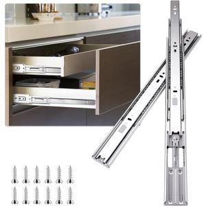 20 inch Drawer Slides 4 Pairs (8pcs) Soft Self Close Full Extension Ball Bearing Drawer Rails Side Mount Metal Dresser Runners for File Cabinet Trash Can Kitchen Wardrobe Glides 20" 100 LB Capacity
