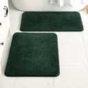 MIULEE Dark Green Bathroom Rugs Set 2 Piece, Non Slip Bath Mat with Absorbent Microfiber, Ultra Soft Thick Rugs for Bathroom Floor Tub Shower Christmas Decor, Machine Washable (16 x 24 Inches) (16''x24'')