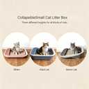PAWISE Foldable Cat Litter Box, 20.9"x15.6"x5.5" Large Travel Litter Pan,Collapsible Litter Box with Low Entry for Kittens, Adult & Senior Cats, Anti-Splash Box with Scoop, Teaser Wand and Mat(Blue)
