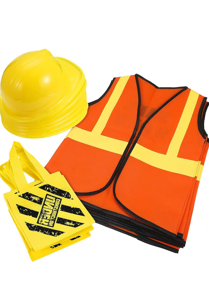 SATINIOR 20 Pcs Construction Dress up Supplies Kids Costume Including Tote Bag Vest Construction Hat for Kids Age 3-8