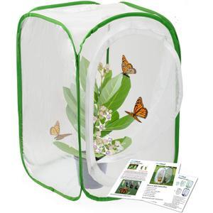RESTCLOUD Insect and Butterfly Habitat Cage Terrarium Pop-up 24 Inches Tall with Zipper Protection