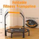 48" Foldable Mini Trampoline Load 330lbs, Portable Exercise Rebounder with Durable Bungee Band, Fitness Trampoline for Adults and Kids