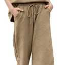 IFFEI Lounge Sets for Women Casual Two Piece Short Sleeve Pullover Tops and Wide Leg Pants Sweatsuit Set, Size M