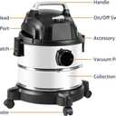 Amazon Basics Wet Dry Shop Vacuum Cleaner, 4 Gallon, 3 HP Stainless Steel, Grey/Black