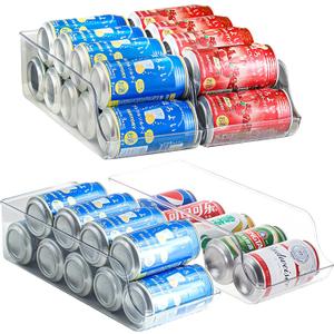 2 Pack Soda Can Organizer, Refrigerator Beverage Organizer with Sliding Tray, Suitable for Refrigerator/Cabinet/Countertop Soda Can (2 PACK)