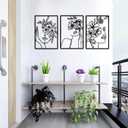DETENE 3 Pieces Black Metal Wall Decor Minimalist Abstract Metal Wall Art Modern Woman Line Art Decor Single Line Art Dcor for Living Room Bedroom Bathroom Kitchen Office(L Size 17 x 11.8'')