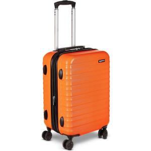 Amazon Basics 21" Hardside Carry-On Luggage with Spinner Wheels, Expandable for Up to 25% More Space, Scratch-Resistant Hardshell Suitcase, Telescoping Handle, Orange