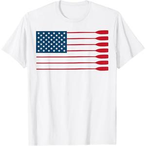Cool American Flag Rowing Oar Funny Paddle Lover Rowers T-Shirt Medium
