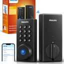 Philips Wi-Fi Door Lock, WiFi Smart Lock Keyless Entry Deadbolt for Front Door, Compatible with Alexa & Google Assistant, Remote Control, Built-in WiFi, APP Fingerprint Passcode Unlock, Auto Locking