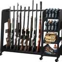 Gun Rack Stand Indoor, Upgraded Wooden Floor Rifle Rack Stand, Height-Adjustable Gun Display Rack Holds up to 9 Long Guns and 8 Handguns