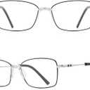 Reading Glasses Blue Light Blocking Spring Hinge Readers for Women Anti Glare Filter Lightweight Eyeglasses (Black Frame Silver Bridge)