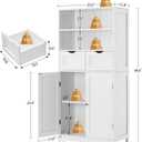 Iwell Tall Bathroom Cabinet, Storage Cabinet with Adjustable Shelves, Bathroom Storage Cabinet for Living Room, Dining Room, Entryway, White, 49.6''H