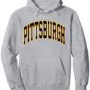 Retro Pittsburgh Throwback Classic Pittsburgh Black Gold Tee Pullover Hoodie, Size: M