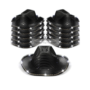 Kigeli 10 Pcs Lights LED Cowboy Cowgirl Hat LED Flashing Cowgirl Hat for Western Cowboy Role Play