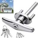 Garage Door Lock T-Handle, Garage Doors T Handle Lock with 4 Keys and 2 Sets Bolts, Fit 1-3/8" to 2" Thick Doors Universal Replacement with Mounting Hardware