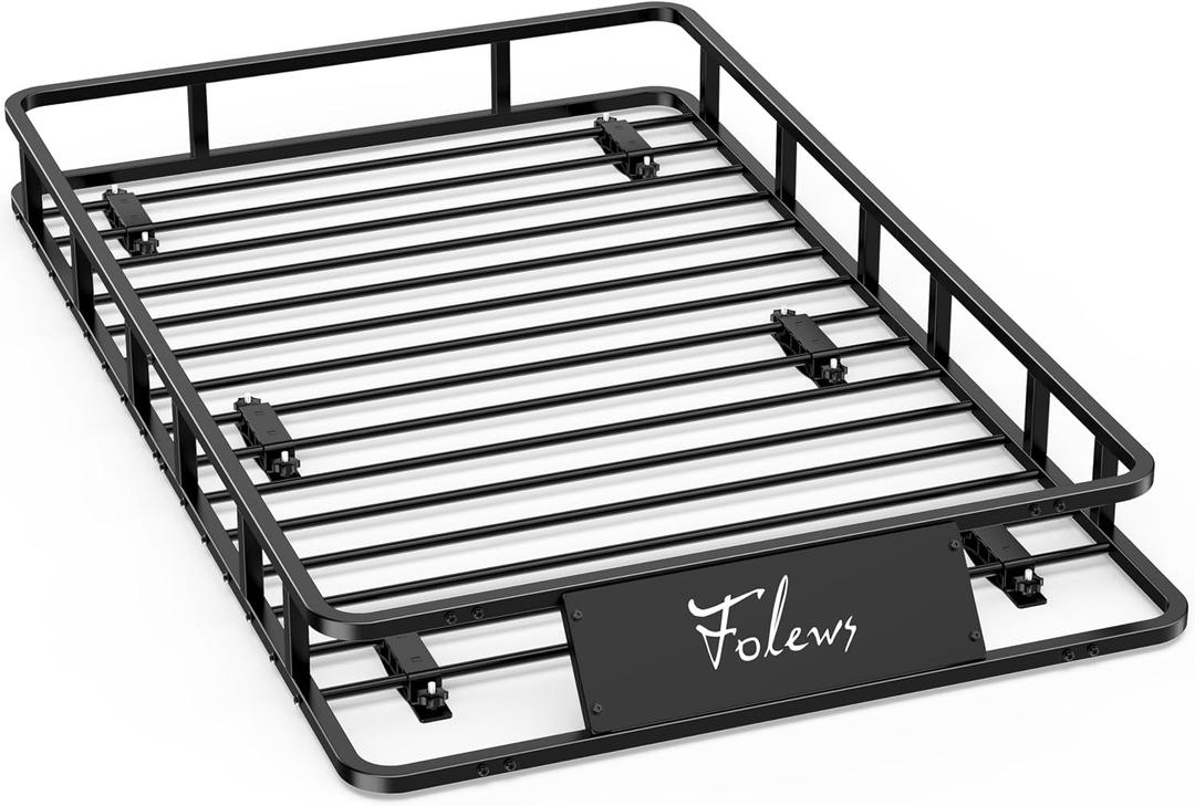 64 x 39 x 6 Inch Roof Rack Basket, Heavy Duty 300LB Car Roof Rack Universal Cargo Carrier Rooftop Cargo Basket Steel Luggage Holder for SUV, Truck & Pickup
