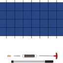 Inground Pool Safety Covers, Fits 16x32ft Rectangular Winter Pool Cover for Swimming Pools, High Strength Mesh PP with Triple Stitching, Included Installation Tools (Blue, Fits 16x32ft Pools)