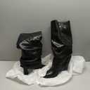 Modatope Knee High Boots Women Fold Over Knee High Boots Chunky High Heels Long Boots Zipper Pointed Toe Dress Tall Boots for Women (9, Black Slouchy)