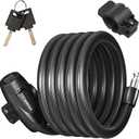 Titanker Bike Lock, Bike Lock Cable 6 Feet Coiled Secure Bicycle Locks with Keys Scooter Locks Bicycle Locker 1/2 Inch Thick Heavy Duty Anti Theft Bike Cable Lock with Mounting Bracket