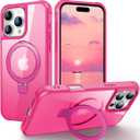 Hocase for iPhone 16 Pro Case 6.3", with Magnetic Ring Stand [Compatible with MagSafe] [Military Grade Protection] Slim Shockproof Translucent Protective Phone Case - Hot Pink