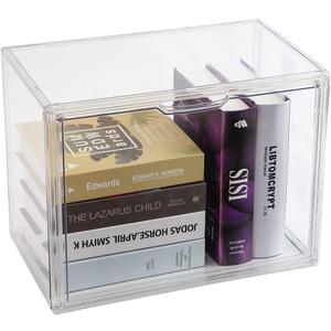 BOHOIDEE 1PACK Clear Book Storage Organizer for Bookshelf, Plastic Stackable Book Display Case with Magnetic Door, Acrylic Showcase for Toys Handbags, Shoes, Purses