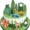 13pcs Camping Cake Topper Fireside Camp DecoSet Tent Bonfire Canoe Tree Squirrel Deer Figures Camping Cake Decoration for Happy Camper Forest Summer Camper Picnic Hiking Adventure Theme Party