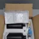 Glass Soap Dispenser for Kitchen, Farmhouse Dish Soap Dispenser&Hand Soap Dispenser Set, Rustproof Pump Lotion Dispenser Bathroom with Tray, Waterproof Label for Kitchen Decor (Black)