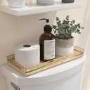 Oak Bathroom Toilet Tank Tray, 13" Wood Back of Toilet Paper Storage Tank Topper Basket, Vanity Tray for Perfume Makeup Candle Toiletry Organizer for Kitchen Coffee Table Natural Tray Decor (13" x 6.5" x 1.5")