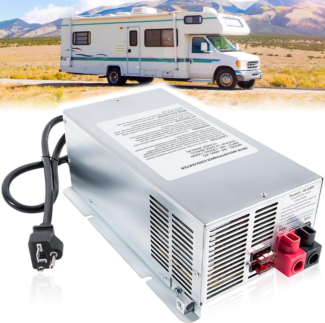 WF-9865 65 Amp Power Converter Deck Mount Charger WF-9865-AD-CB Replacement for RV Trailer Camper Car Boat WF-9800 Series Power WF-9865-MBA WF-9865LIS Three-Stage Converter Charger 13.2-14.6V DC