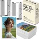 Photo Paper SD21 SD31 Compatible with DHP512 DHP513 Photo Printers Compatible for Amber M100 M200 4x6'' Photo Printer Ink Cartridge(80 Sheets paper and 2 Cartridges Refill)