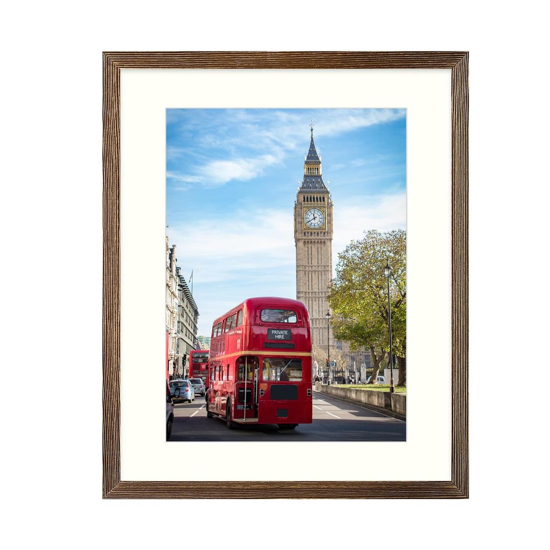 wyooxoo 16x20 Picture Frame, Rustic Brown Solid Wood Photo Frames -Display 11x14 Photos with Mat or 16x20 Without - Horizontal and Vertical for Wall