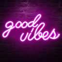 DECANIT Good Vibes Neon Sign for Wall Decor Powered by USB Neon Light for Bedroom Decor, Pink Color,16.1"x 8.3"x 0.6"