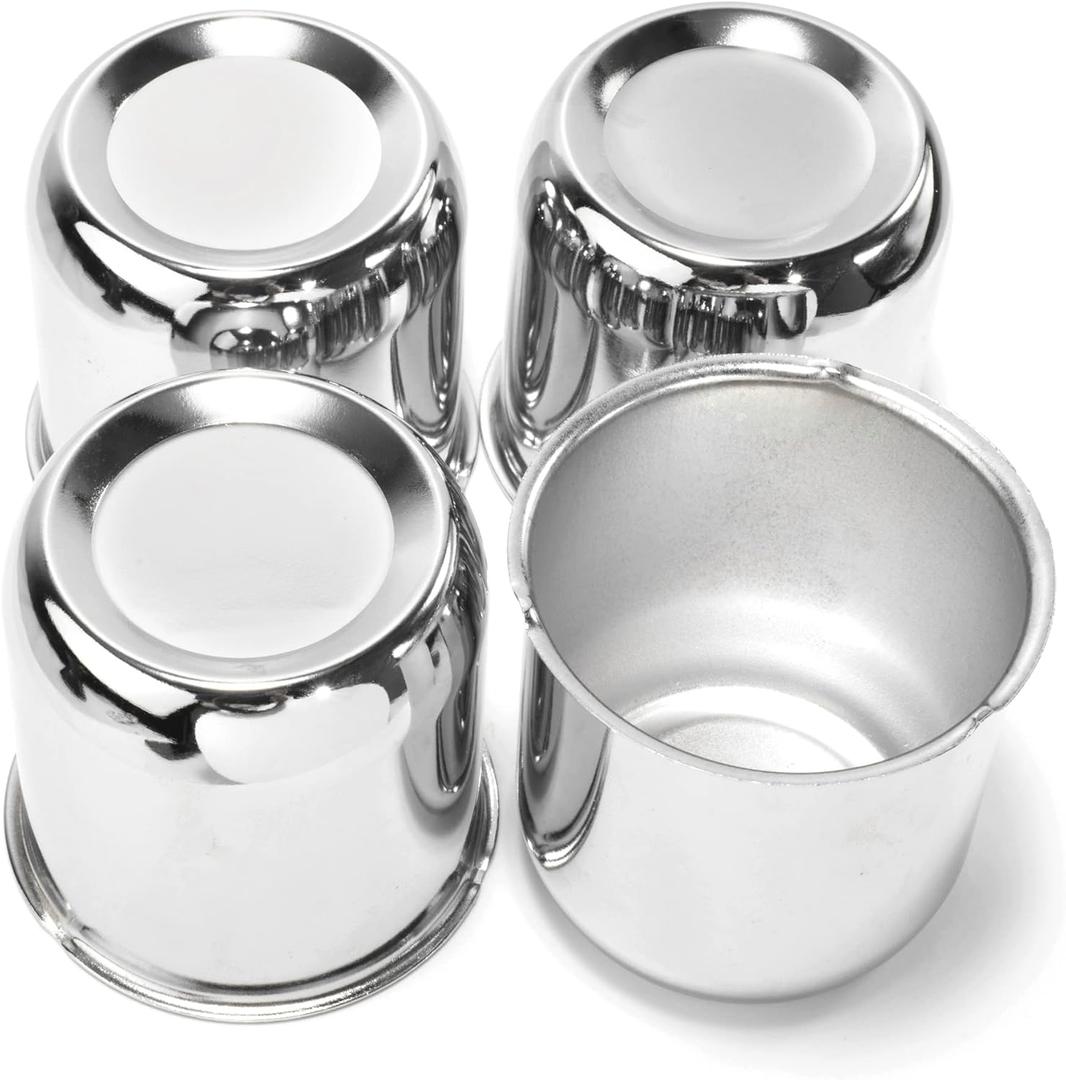 4Pcs 2.95inch Trailer Wheel Center Caps Fit 2.95" Center Bore Truck Trailer RV SUV Wheels Rims, Carbon Steel Silver Hub Covers