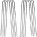 Trampoline Stakes U-Shaped Metal Football Goal Pegs Reusable Tent Ground Anchors for Football Goals Silver 8PCS,Trampolines Accessories