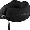 Skechers Neck Pillow for Traveling,Memory Foam Travel Neck Pillow for Airplane Travel Pillow for Flight Headrest Sleep, Portable Plane Accessories,Black, 1 Count