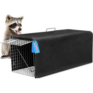 Live Animal Trap Cage Cover, Cat Trap Cover for Stray Cats 32 Inch Folding Skunk Trap with Real Door for Raccoons, Opossums, Groundhogs, Skunks, Feral Cats, Squirrels (Only Cover)