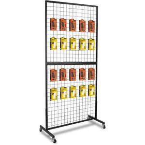 3'x 6' Gridwall Panel Display Stand with T-Base, Black Wire Grid Wall Panels with Wheels, Craft Display Rack, Art Display Stand, Retail Display, Show Rack